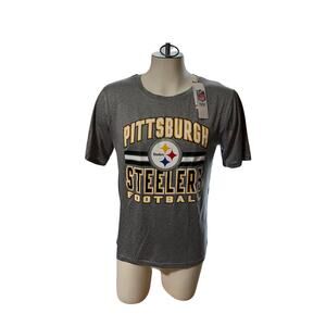 NWT NFL Official Pittsburg Steelers Football SS Gray T-Shirt Size 18/20 Youth